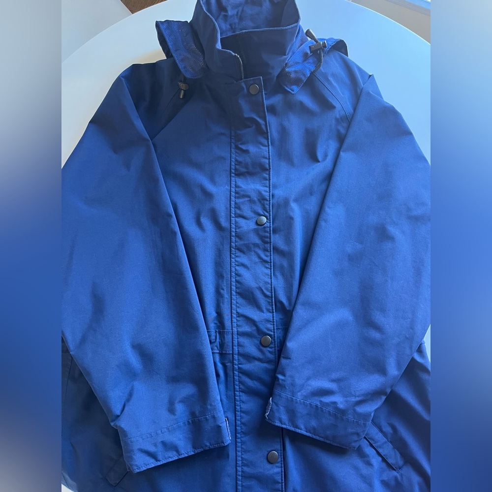 Blue Hooded Vintage Rain Jacket